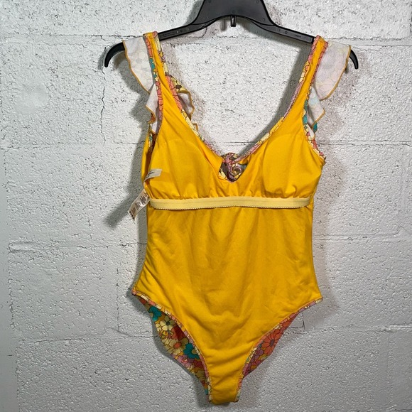 Jessica Simpson Floral Rendevous Ruffled-neck Swimsuit L - Picture 4 of 10